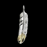 【NEW ARRIVAL】FT-55L FEATHER PENDANT (18K GOLD ACCENT) , LARGE , LEFT /  55先金大フェザー(左)