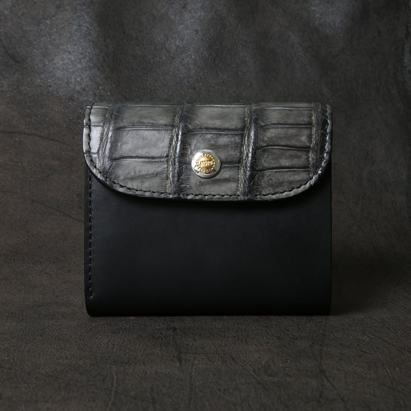 【2025 SPECIAL】W5 墨染めクロコ × 墨染めコードバン ショートウォレット