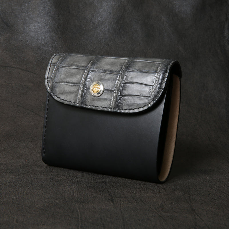 【2025 SPECIAL】W5 墨染めクロコ × 墨染めコードバン ショートウォレット