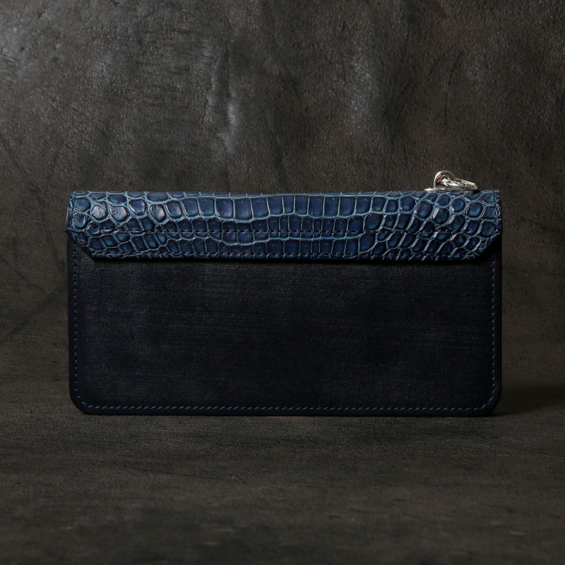 【2025 MOTOR SPECIAL】RLW1 藍染めクロコダイル × ブライドルレザー ≪INDIGO≫ トラッカーズロングウォレット