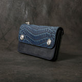 【2025 MOTOR SPECIAL】RLW1 藍染めクロコダイル × ブライドルレザー ≪INDIGO≫ トラッカーズロングウォレット