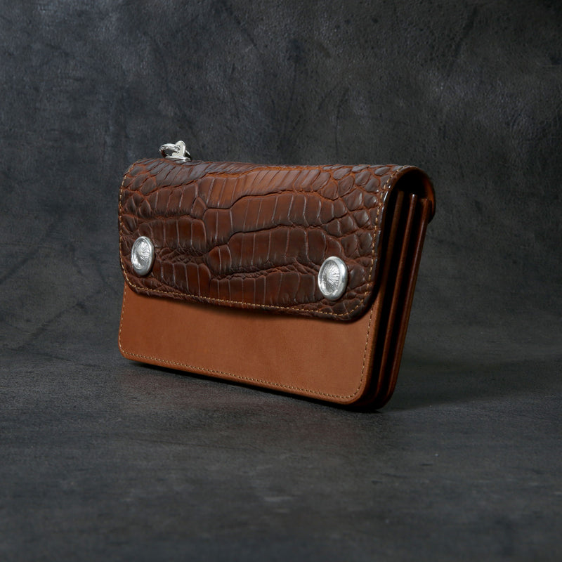 【2025 MOTOR SPECIAL】RLW1 ハンドダイ・ヌメクロコ ≪BROWN≫ トラッカーズロングウォレット