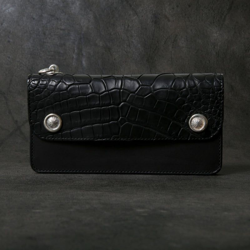 【2025 MOTOR SPECIAL】RLW1 ハンドダイ・ヌメクロコ ≪BLACK≫ トラッカーズロングウォレット