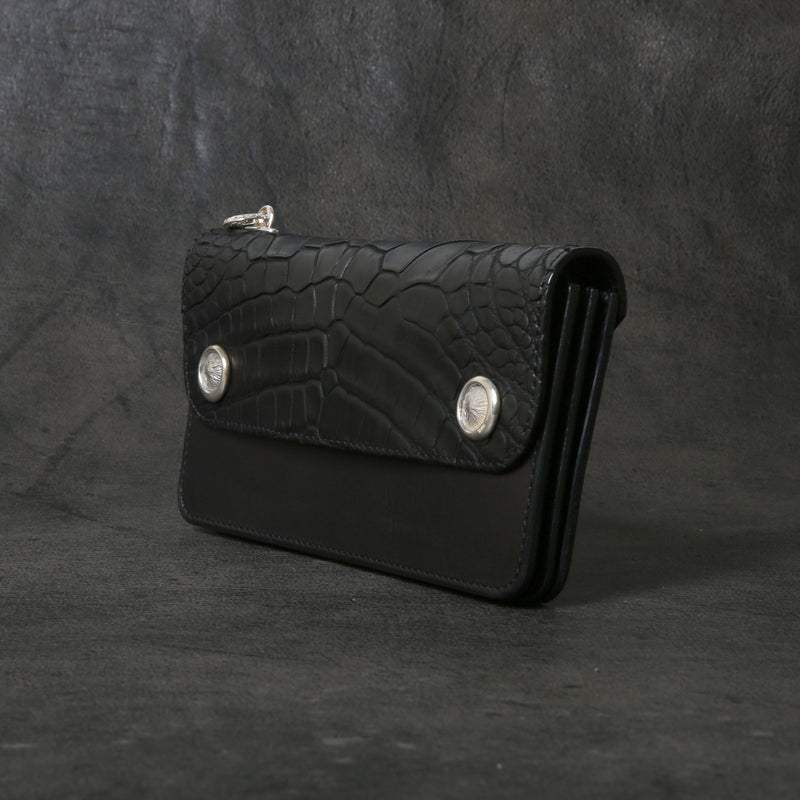 【2025 MOTOR SPECIAL】RLW1 ハンドダイ・ヌメクロコ ≪BLACK≫ トラッカーズロングウォレット