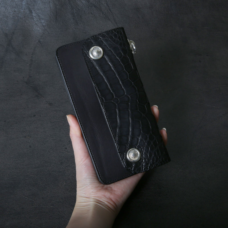 【2025 MOTOR SPECIAL】RLW1 ハンドダイ・ヌメクロコ ≪BLACK≫ トラッカーズロングウォレット