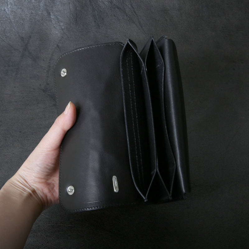 【2025 MOTOR SPECIAL】RLW1 ハンドダイ・ヌメクロコ ≪BLACK≫ トラッカーズロングウォレット