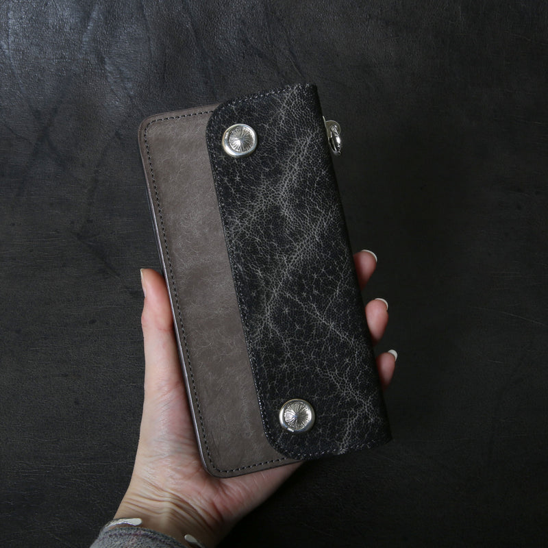 【2025 MOTOR SPECIAL】RLW1 墨染めエレファント × マットバケッタ ≪SUMI≫ トラッカーズロングウォレット