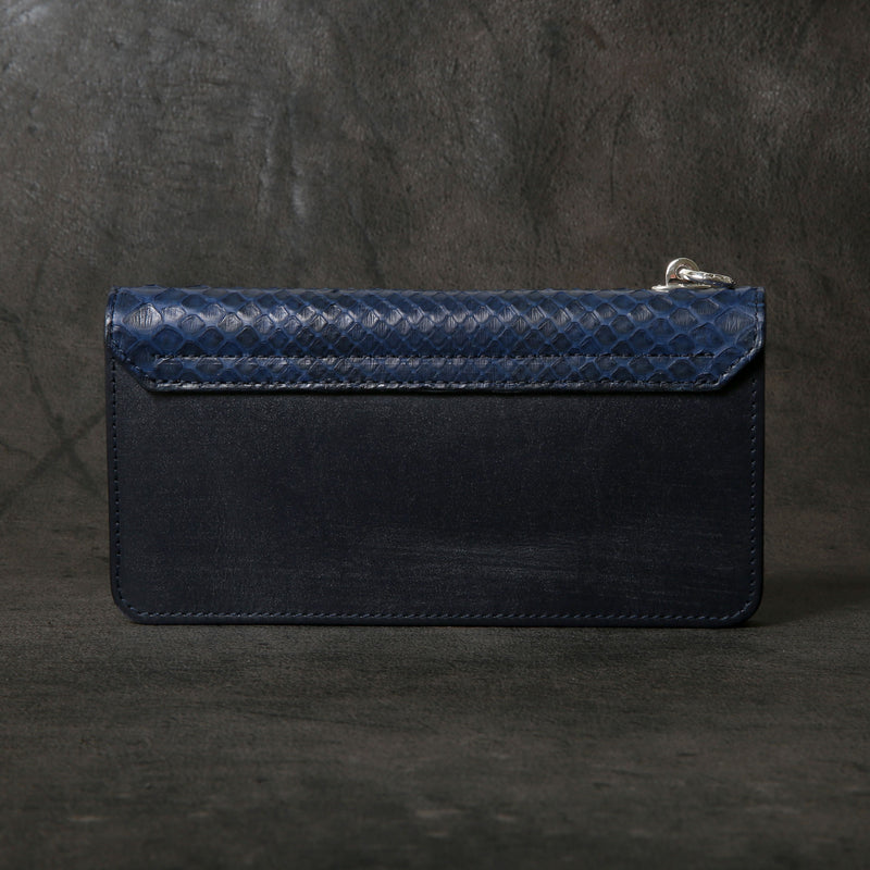 【2025 MOTOR SPECIAL】RLW1 藍染めパイソン × ブライドルレザー ≪INDIGO≫ トラッカーズロングウォレット