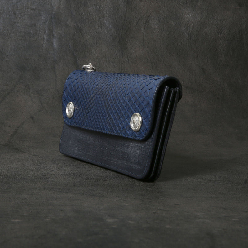 【2025 MOTOR SPECIAL】RLW1 藍染めパイソン × ブライドルレザー ≪INDIGO≫ トラッカーズロングウォレット