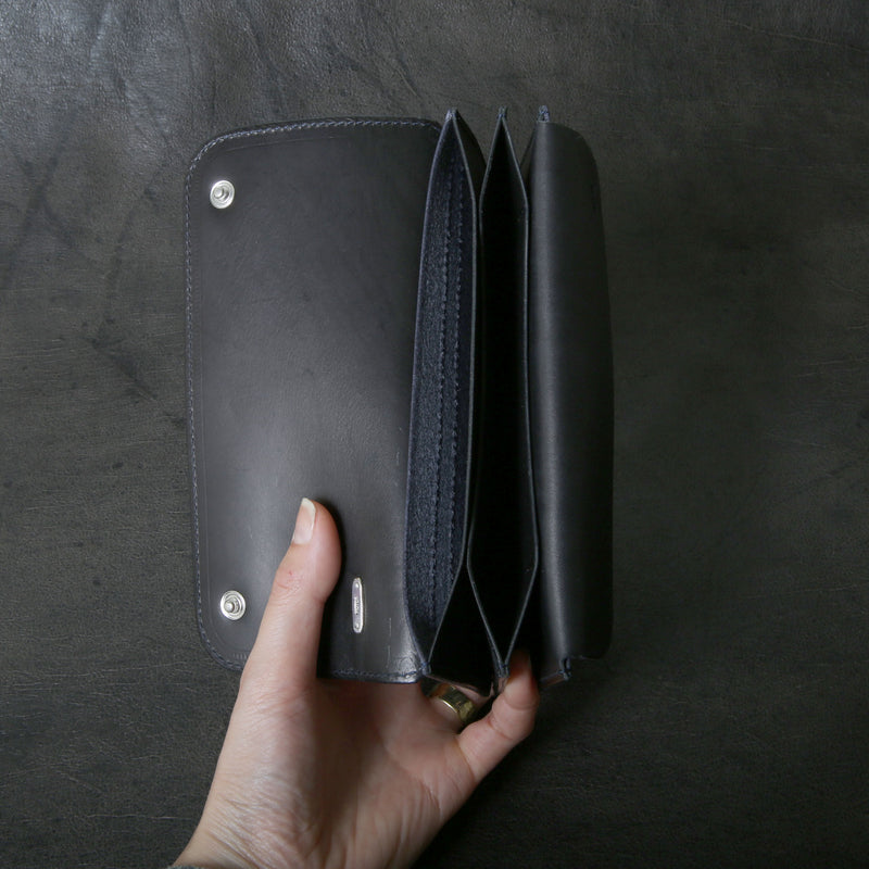 【2025 MOTOR SPECIAL】RLW1 藍染めパイソン × ブライドルレザー ≪INDIGO≫ トラッカーズロングウォレット