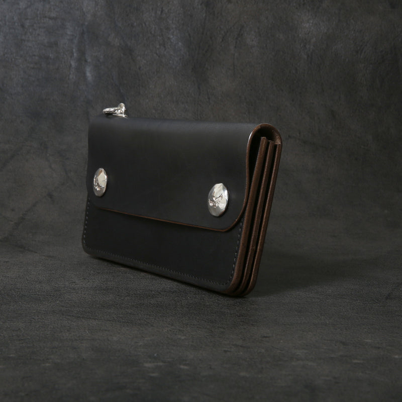 【2025 MOTOR SPECIAL】RLW1 ハンドダイ・イタリアンホースバット ≪BLACK≫ トラッカーズロングウォレット