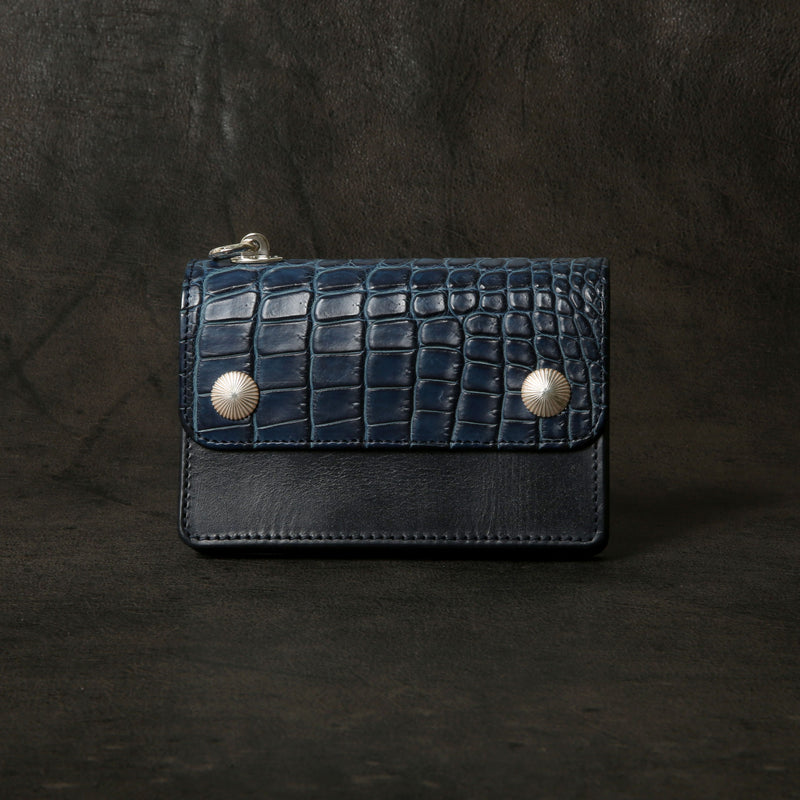 【2025 MOTOR SPECIAL】RW8 藍染めクロコダイル × ブライドルレザー ≪INDIGO≫ トラッカーズミドルウォレット