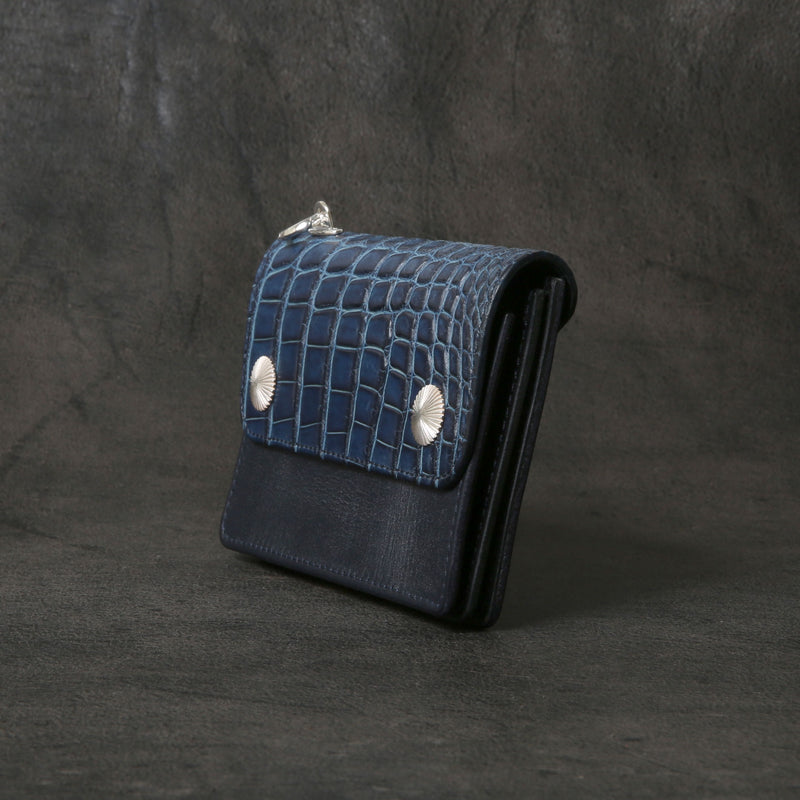 【2025 MOTOR SPECIAL】RW8 藍染めクロコダイル × ブライドルレザー ≪INDIGO≫ トラッカーズミドルウォレット