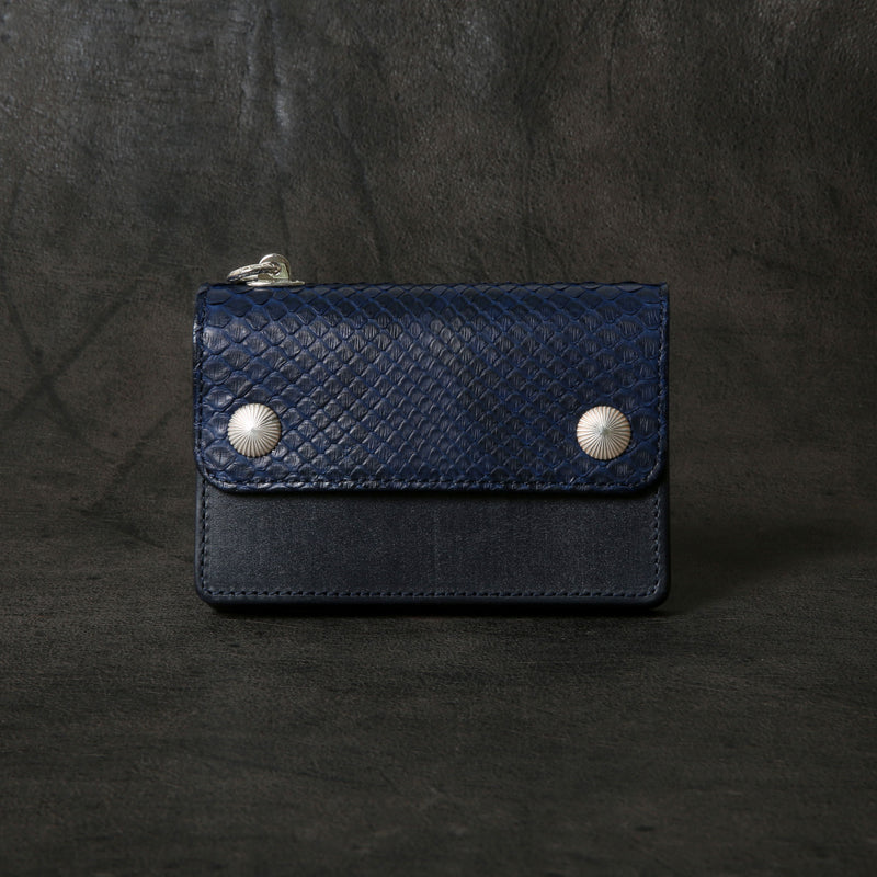 【2025 MOTOR SPECIAL】RW8 藍染めパイソン × ブライドルレザー ≪INDIGO≫ トラッカーズミドルウォレット