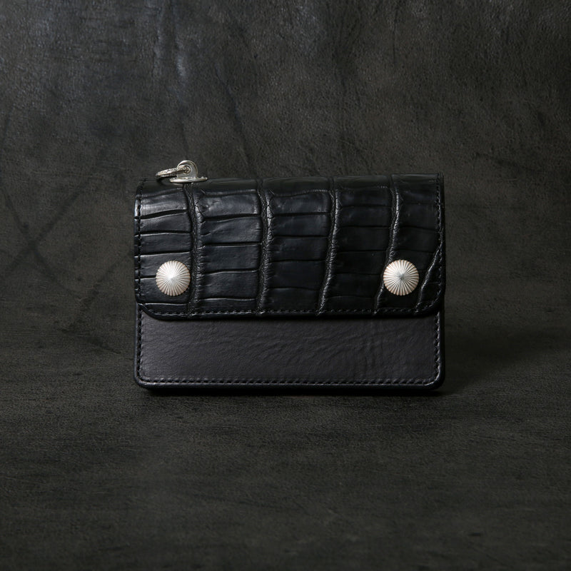 【2025 MOTOR SPECIAL】RW8 ハンドダイ・ヌメクロコ ≪BLACK≫ トラッカーズミドルウォレット