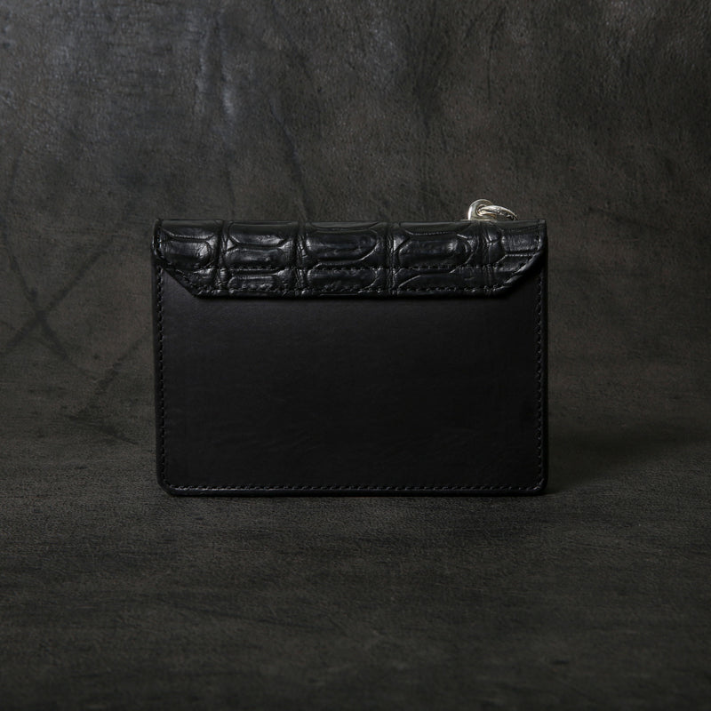 【2025 MOTOR SPECIAL】RW8 ハンドダイ・ヌメクロコ ≪BLACK≫ トラッカーズミドルウォレット
