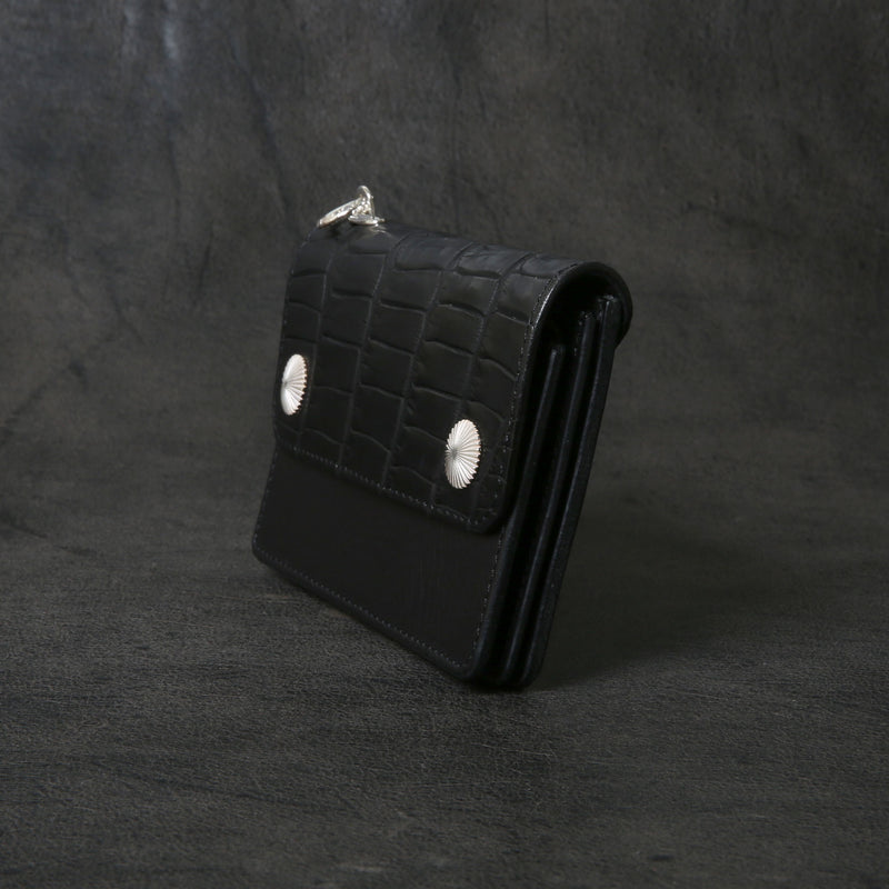 【2025 MOTOR SPECIAL】RW8 ハンドダイ・ヌメクロコ ≪BLACK≫ トラッカーズミドルウォレット