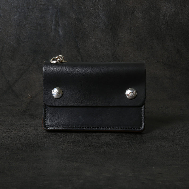 【2025 MOTOR SPECIAL】RW8 ハンドダイ・イタリアンホースバット ≪BLACK≫ トラッカーズミドルウォレット