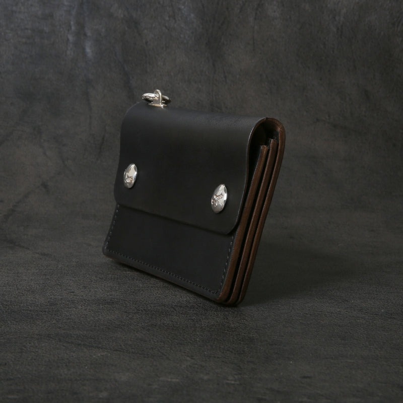 【2025 MOTOR SPECIAL】RW8 ハンドダイ・イタリアンホースバット ≪BLACK≫ トラッカーズミドルウォレット