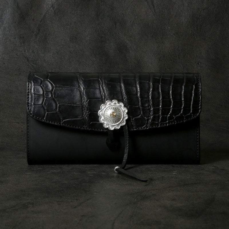 【2025 MOTOR SPECIAL】HLW2 ハンドダイ・クロコ ≪BLACK≫ "HIDEO MOTOIKE" ロングウォレット