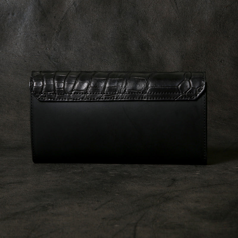 【2025 MOTOR SPECIAL】HLW2 ハンドダイ・クロコ ≪BLACK≫ "HIDEO MOTOIKE" ロングウォレット