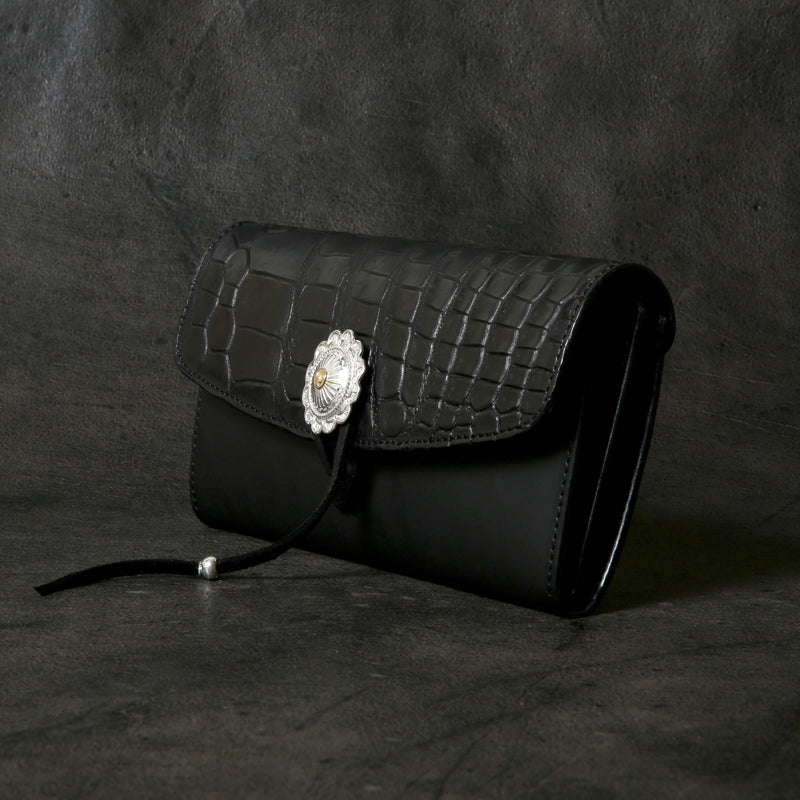 【2025 MOTOR SPECIAL】HLW2 ハンドダイ・クロコ ≪BLACK≫ "HIDEO MOTOIKE" ロングウォレット