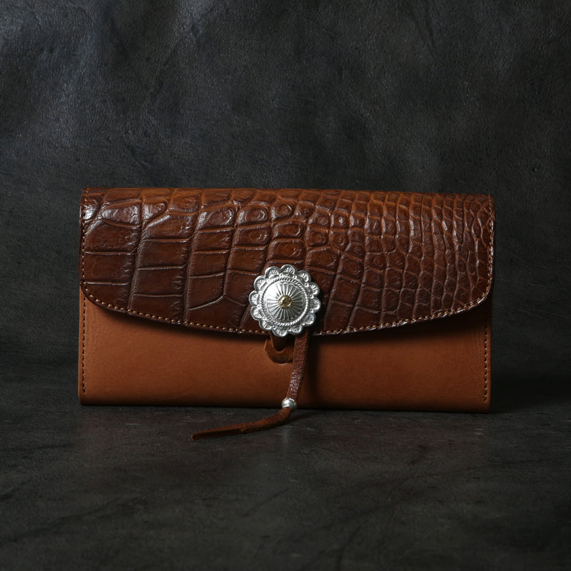 【2025 MOTOR SPECIAL】HLW2 ハンドダイ・クロコ ≪BROWN≫ "HIDEO MOTOIKE" ロングウォレット