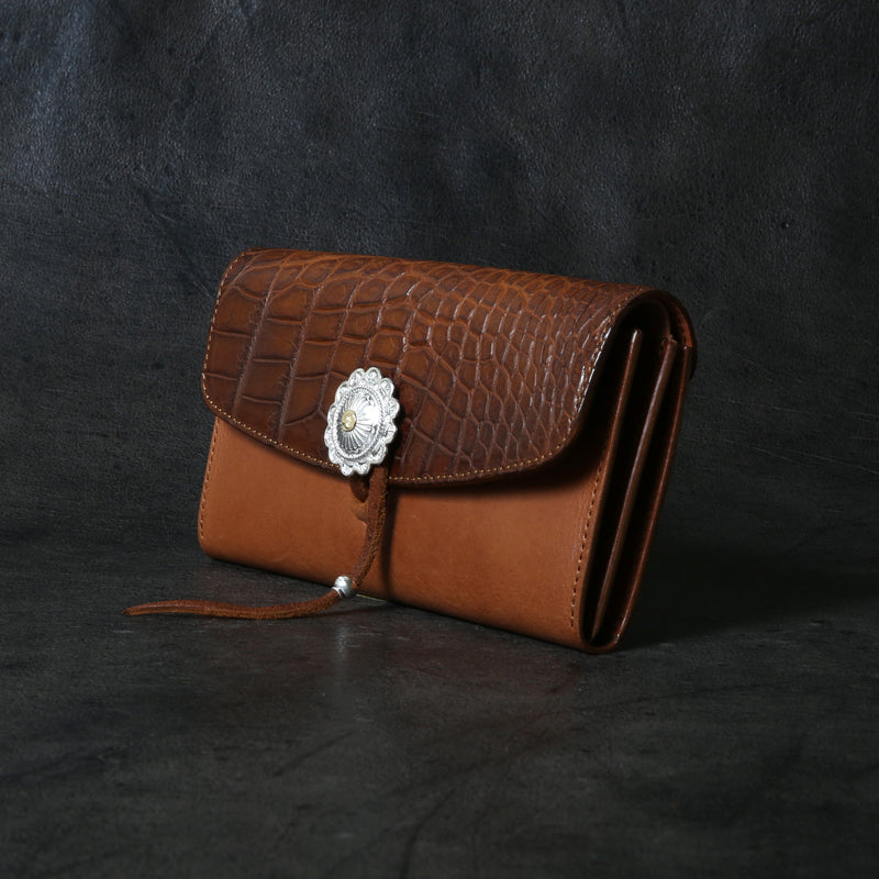 【2025 MOTOR SPECIAL】HLW2 ハンドダイ・クロコ ≪BROWN≫ "HIDEO MOTOIKE" ロングウォレット