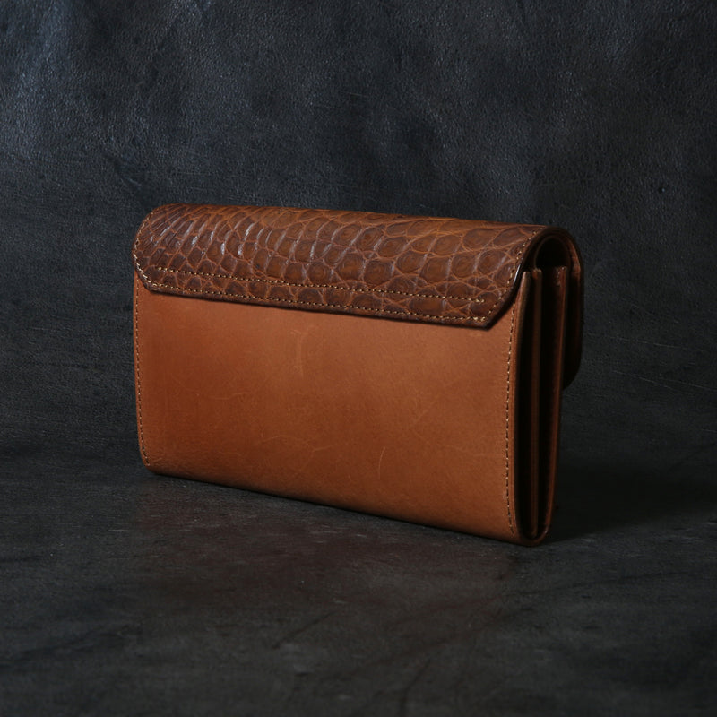 【2025 MOTOR SPECIAL】HLW2 ハンドダイ・クロコ ≪BROWN≫ "HIDEO MOTOIKE" ロングウォレット