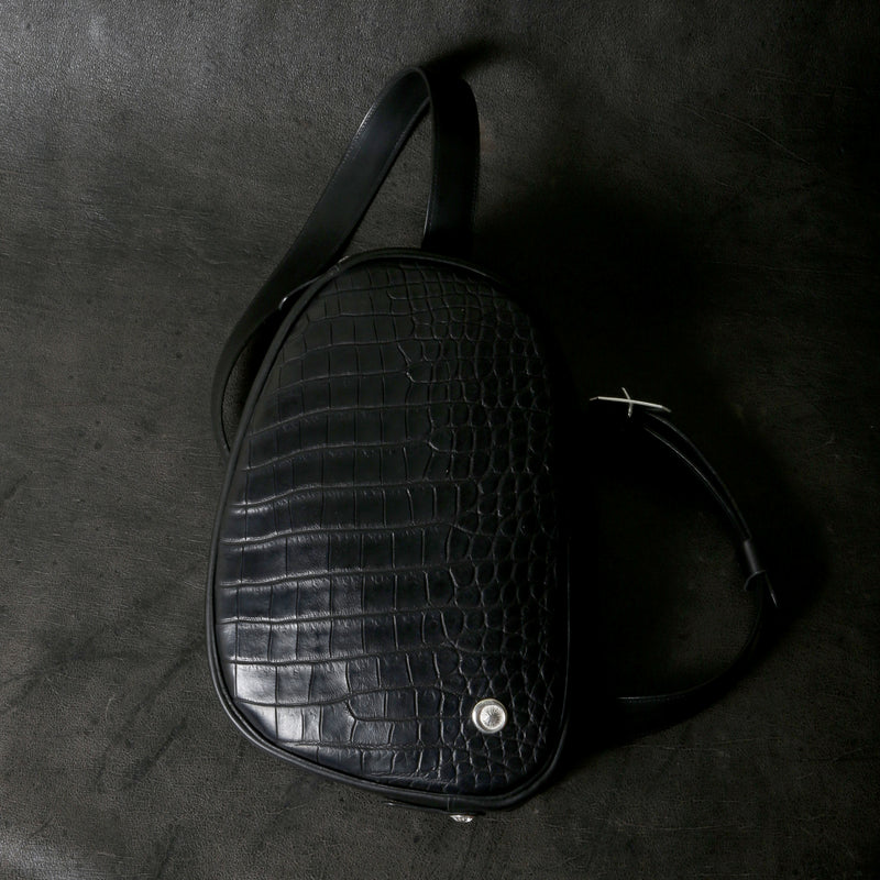 【2025 MOTOR SPECIAL】HBAG1 ハンドダイ・ヌメクロコ ≪BLACK≫ "HIDEO MOTOIKE" ボディバッグ