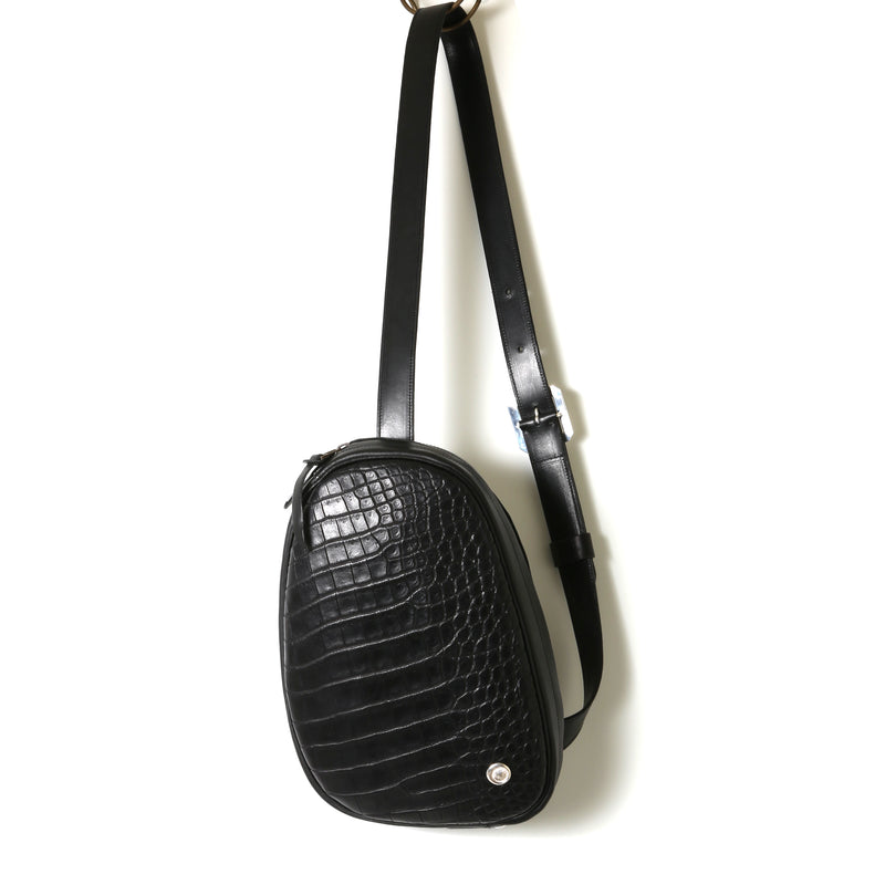 【2025 MOTOR SPECIAL】HBAG1 ハンドダイ・ヌメクロコ ≪BLACK≫ "HIDEO MOTOIKE" ボディバッグ