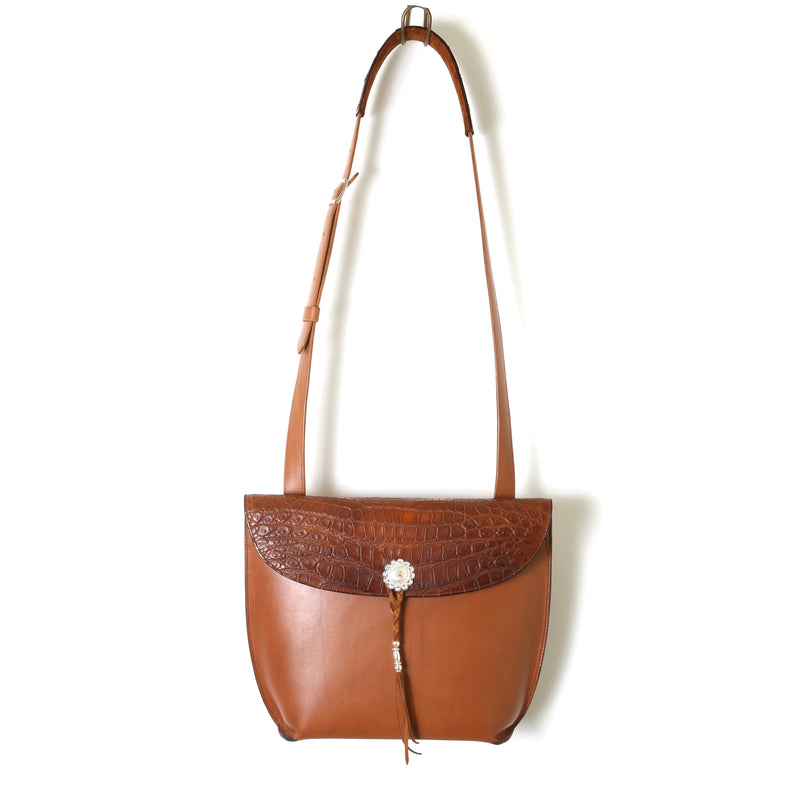 【2025 MOTOR SPECIAL】HBAG2 ハンドダイ・ヌメクロコ ≪BROWN≫ "HIDEO MOTOIKE" ショルダーバッグ