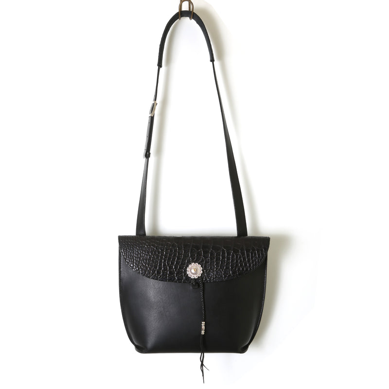 【2025 MOTOR SPECIAL】HBAG2 ハンドダイ・ヌメクロコ ≪BLACK≫ "HIDEO MOTOIKE" ショルダーバッグ