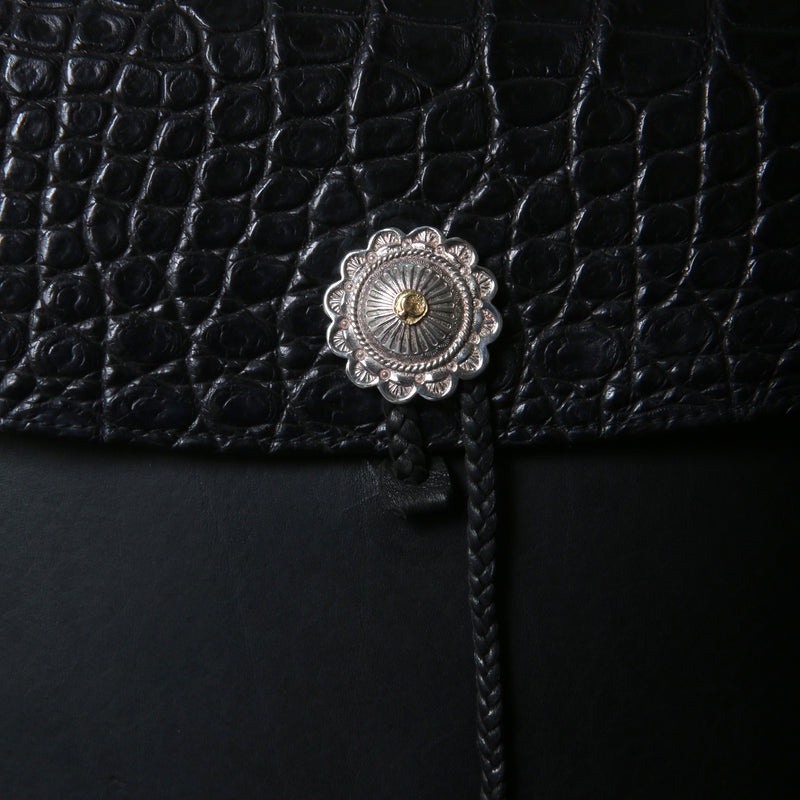 【2025 MOTOR SPECIAL】HBAG2 ハンドダイ・ヌメクロコ ≪BLACK≫ "HIDEO MOTOIKE" ショルダーバッグ