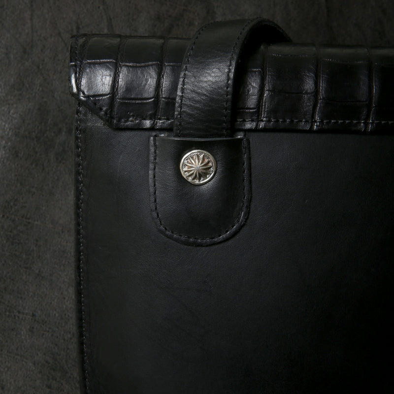 【2025 MOTOR SPECIAL】HBAG2 ハンドダイ・ヌメクロコ ≪BLACK≫ "HIDEO MOTOIKE" ショルダーバッグ