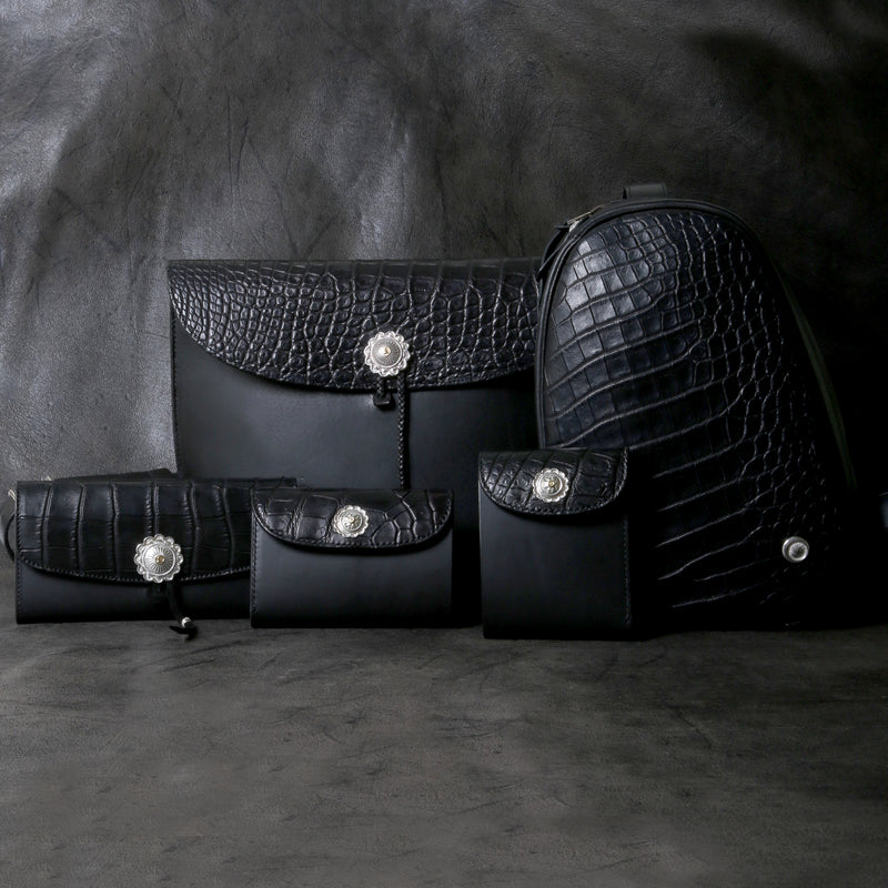 【2025 MOTOR SPECIAL】HBAG2 ハンドダイ・ヌメクロコ ≪BLACK≫ "HIDEO MOTOIKE" ショルダーバッグ