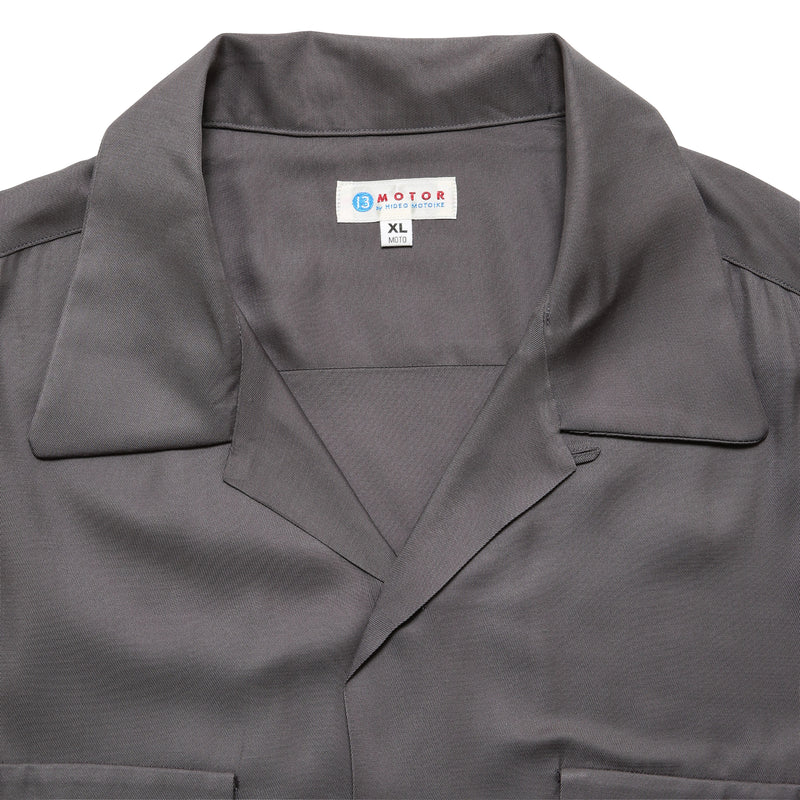 RCL62 ≪GRAY≫ "MOTOR NEW VINTAGE" RAYON LONG SLEEVE OPEN COLLAR SHIRTSレーヨン開襟長袖シャツ
