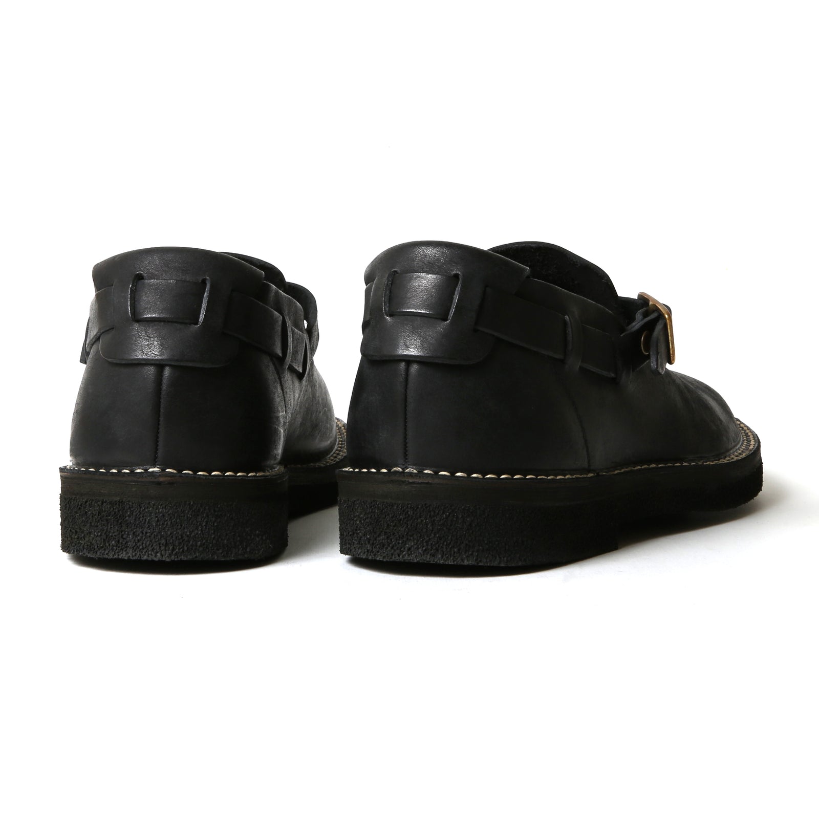 7073 ≪BLACK≫ ITALIAN COW BELT SLIPON ベルトスリッポン