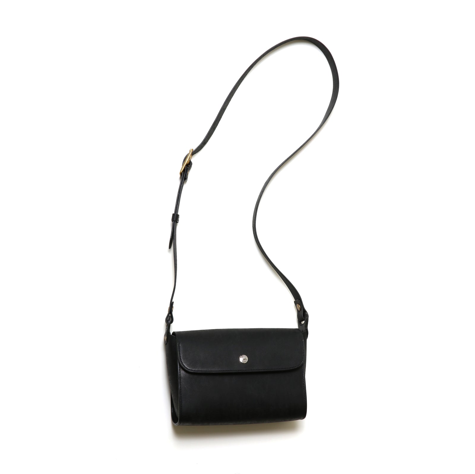 もっさん BAG71 ≪BLACK≫ ITALIAN COW LEATHER FLAP MINI SHOULDER フラップ