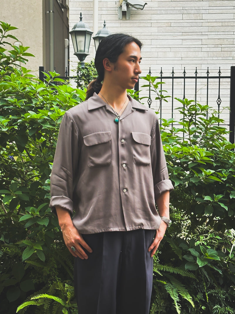 RCL62 ≪GRAY≫ "MOTOR NEW VINTAGE" RAYON LONG SLEEVE OPEN COLLAR SHIRTSレーヨン開襟長袖シャツ