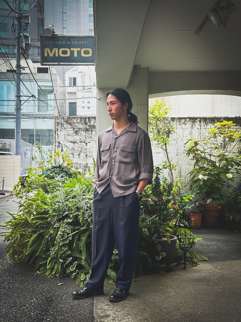 RCL62 ≪GRAY≫ "MOTOR NEW VINTAGE" RAYON LONG SLEEVE OPEN COLLAR SHIRTSレーヨン開襟長袖シャツ