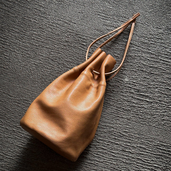 MOTO ゴートレザー巾着バッグ MOTO BAG70 ゴートレザー巾着ポーチ(NATURAL)-Natoriya