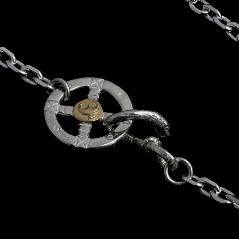 CH-08 , BOLD SQUARE CHAIN , WHEEL(18KGOLD ACCENT) , LARGE , SNAKE HOOK/  太角チェーン 、K18メタル付大ホイール、スネイクフック