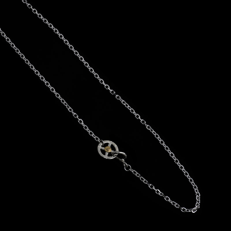 CH-08 , BOLD SQUARE CHAIN , WHEEL(18KGOLD ACCENT) , LARGE , SNAKE HOOK/  太角チェーン 、K18メタル付大ホイール、スネイクフック