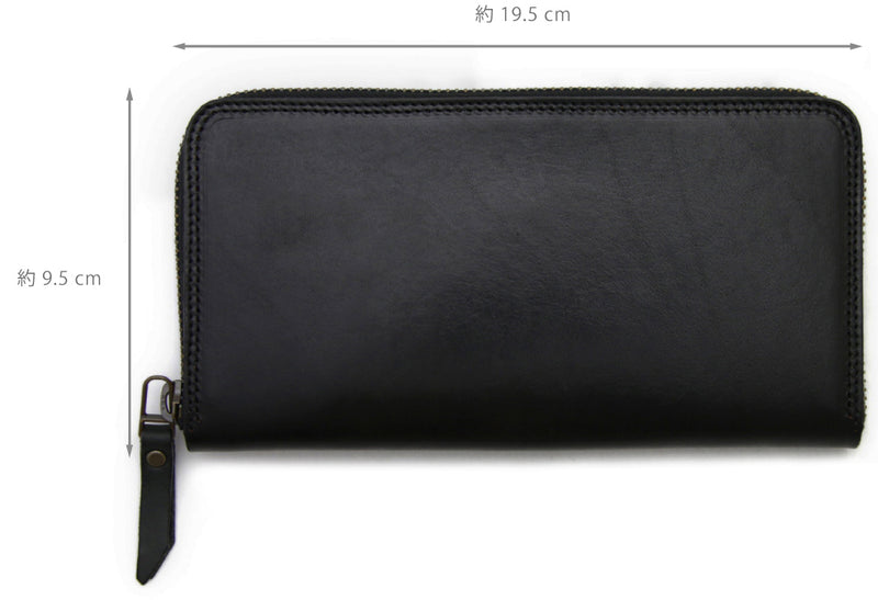 FW1D ≪BLACK≫ HAND-DYED ZIP LONG WALLET / 手染めジップロングウォレット