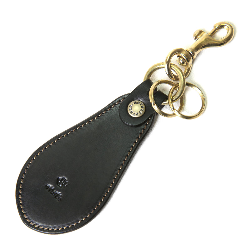 KH10D ≪BLACK≫ HAND-DYED SHOEHORN KEY HOLDER / ハンドダイ 靴べらキーホルダー