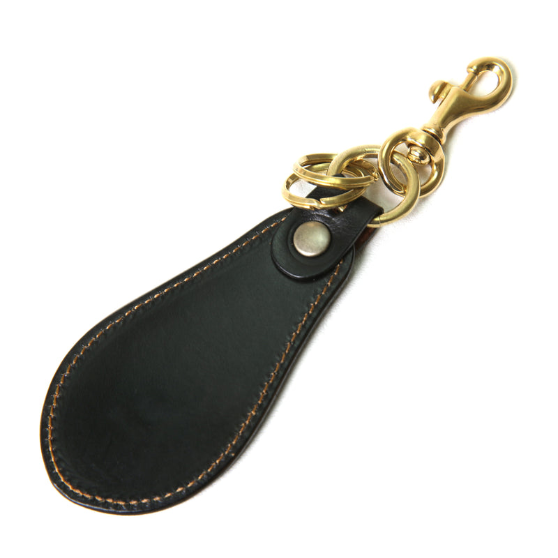 KH10D ≪BLACK≫ HAND-DYED SHOEHORN KEY HOLDER / ハンドダイ 靴べらキーホルダー