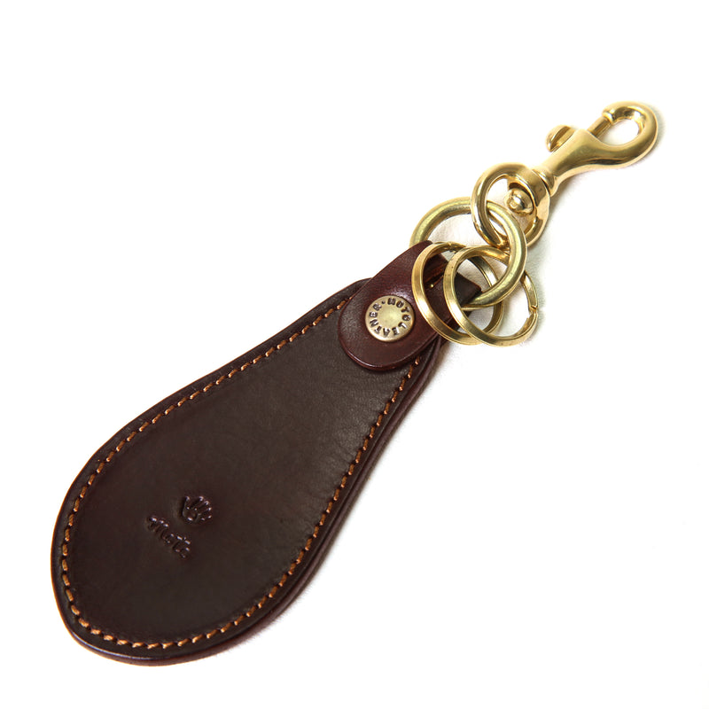 KH10D ≪DARK BROWN≫ HAND-DYED SHOEHORN KEY HOLDER / ハンドダイ 靴べらキーホルダー