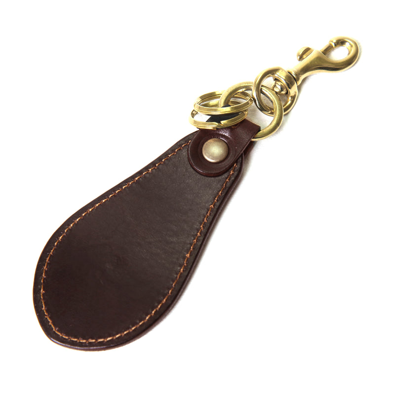 KH10D ≪DARK BROWN≫ HAND-DYED SHOEHORN KEY HOLDER / ハンドダイ 靴べらキーホルダー