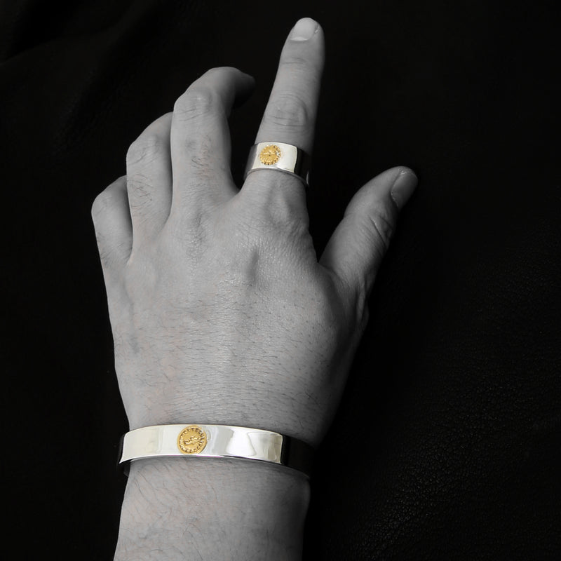 【2023AW COLLECTION】BC-04 FLAT BANGLE (24K GOLD ACCENT)  /  K24イーグルスタンプ付平打ちバングル